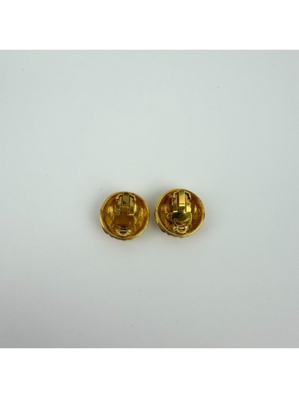Chanel CC Logo Quilted Earrings Gold Vintage - Picture 2 of 7